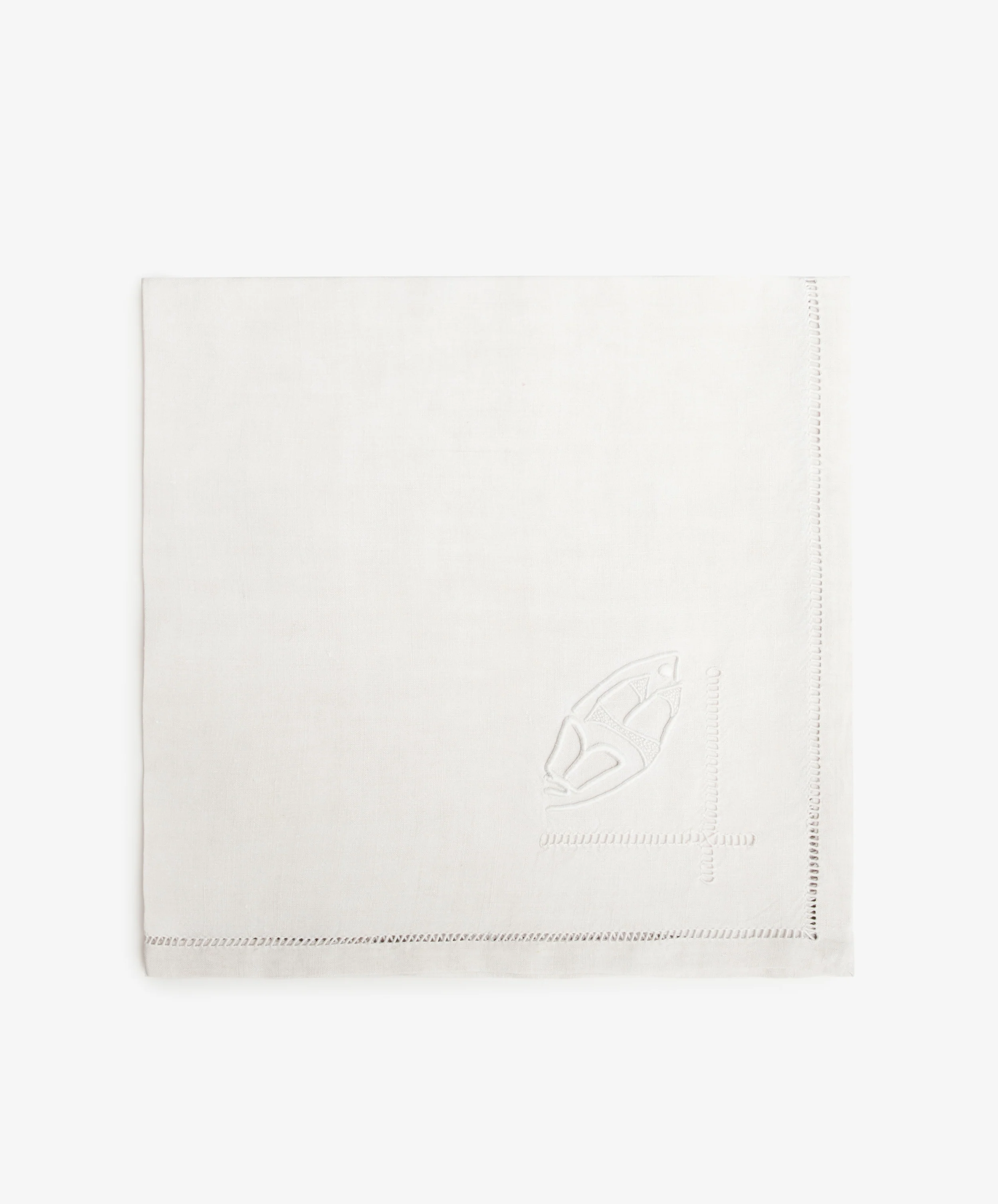 Vintage French Monogrammed Napkin, Set of 6